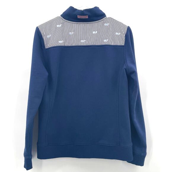 Vineyard Vines Women's 1/4 Zip "Stripe Shoulder Shep Shirt" Whales, Size M - Picture 3 of 12